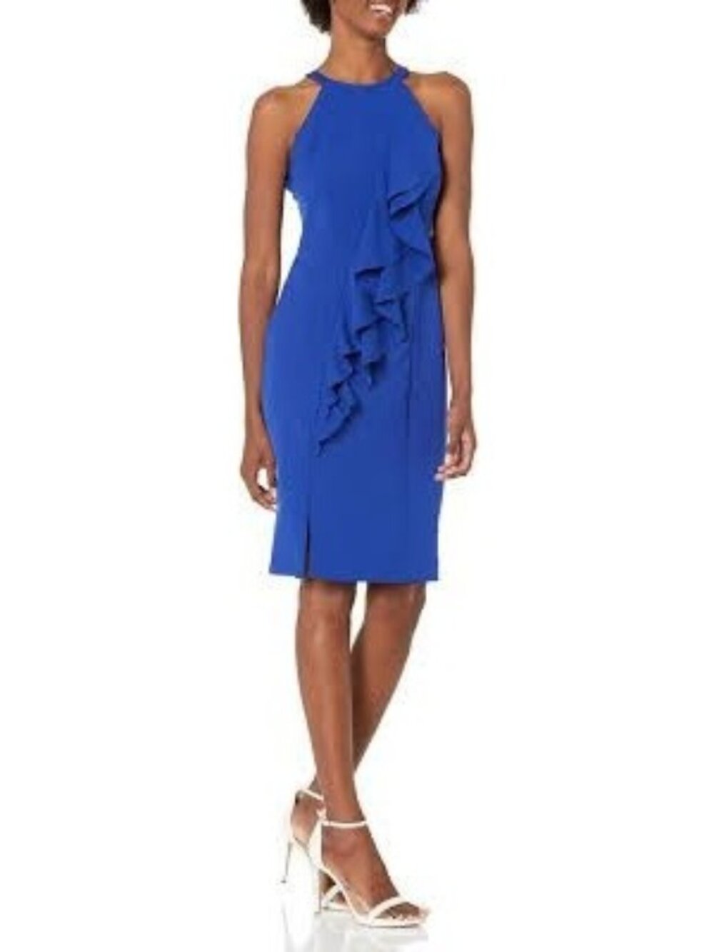 Vince Camuto Laguna Women’s Halter Front Ruffle Halter Bodycon Mini Size 4